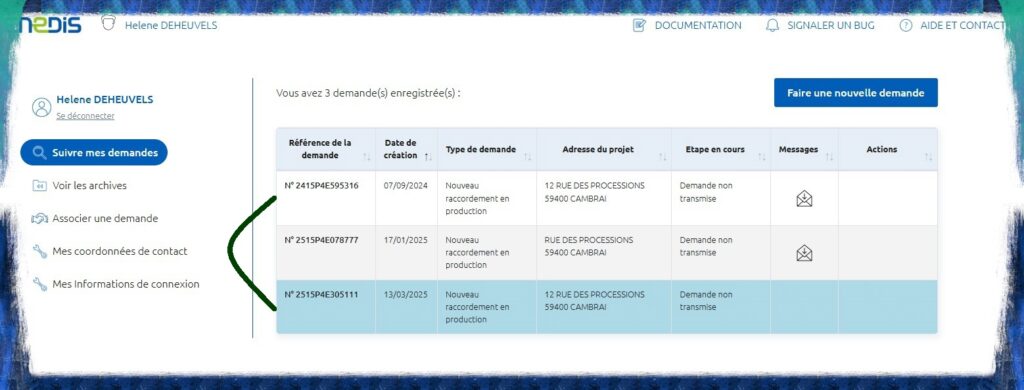 Supprimer une demande de raccordement