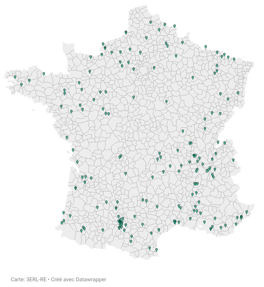 Carte des emplacements en France